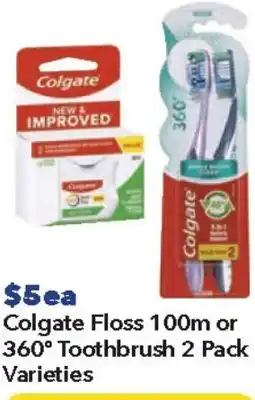 Ritchies Colgate Floss 100m or 360° Toothbrush offer