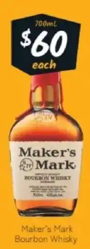 Cellarbrations Maker's Mark Bourbon Whisky offer