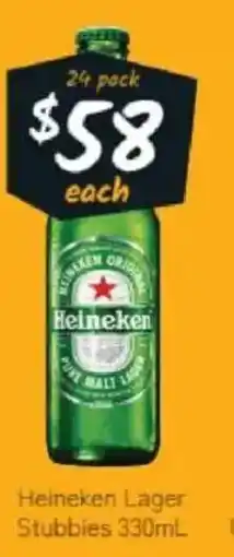 Cellarbrations Heineken Lager Stubbies offer