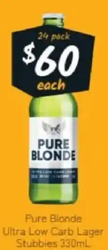Cellarbrations Pure Blonde Ultra Low Carb Lager Stubbies offer