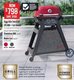 Barbeques Galore Ziggy Elite Twin Grill LPG BBQ + Cart Bundle offer
