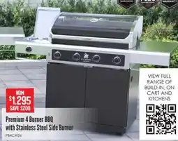 Barbeques Galore Premium 4 Burner BBQ with Stainless Steel Side Burner offer