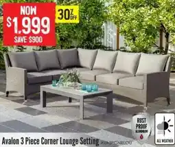 Barbeques Galore Avalon 3 Piece Corner Lounge Setting offer