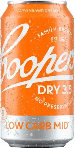 Dan Murphy's Coopers Dry 3.5 Lager Cans 375mL offer