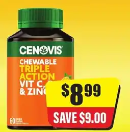 Chemist Discount Centre Cenovis chewable triple action vit c & zinc offer