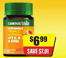 Chemist Discount Centre Kids chewable triple action vit c, d & zinc offer