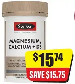 Chemist Discount Centre Swisse magnesium, calcium + d3 offer