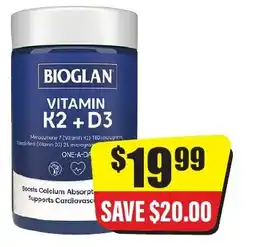 Chemist Discount Centre Bioglan Vitamin K2 D3 offer