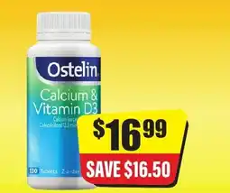 Chemist Discount Centre Ostelin Calcium & Vitamin D3 offer