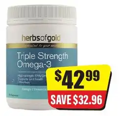 Chemist Discount Centre Herbsofgold Triple Strength Omega-3 offer
