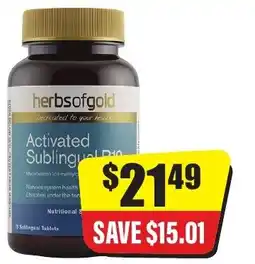 Chemist Discount Centre herbsofgold Activated Sublingual offer