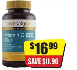 Chemist Discount Centre herbsofgold Vitamin C 1000 Plus offer