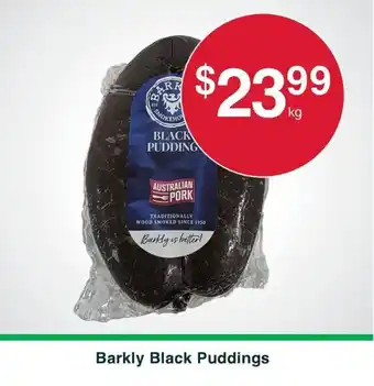 Australian Butchers Barkly Black Puddings offer