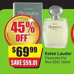 Chemist Discount Centre Estee Lauder Pleasures For Men EDC offer