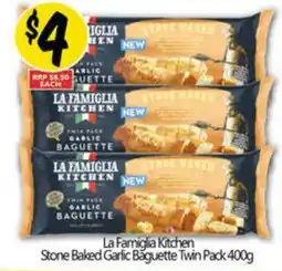 NQR La famiglia kitchen Stone Baked Garlic Baguette Twin Pack offer