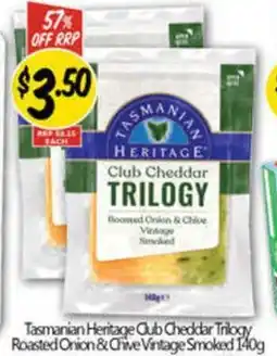 NQR Tasmanian Heritage Club Cheddar Trilogy Roasted Onion & Chive Vintage Smoked offer