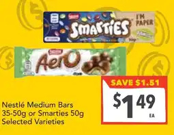 Supa Valu Nestlé Medium Bars or Smarties offer
