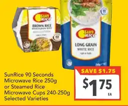 Supa Valu SunRice 90 Seconds Microwave Rice or Steamed Rice Microwave Cups offer