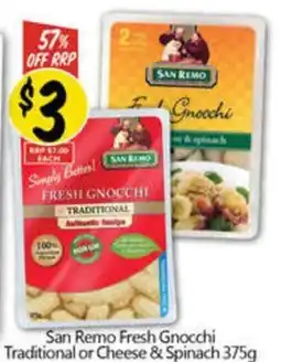 NQR San Remo Fresh Gnocchi Traditional or Cheese & Spinach offer