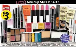 NQR Assorted Ulta3 Nail Polish, Lipstick, Lip or Eyebrow Pencil, Blush Stick, Eyeliner, Mascara, Faux Blush, Foundation, Pressed offer