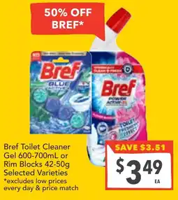 Supa Valu Bref Toilet Cleaner Gel or Rim Blocks offer