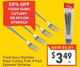 Supa Valu Food Guru Stainless Steel Cutlery Fork 4 Pack offer