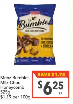 Supa Valu Menz Bumbles Milk Choc Honeycomb offer