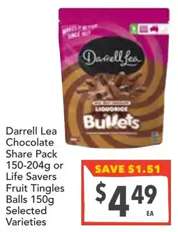Supa Valu Darrell Lea Chocolate Share Pack or Life Savers Fruit Tingles Balls offer