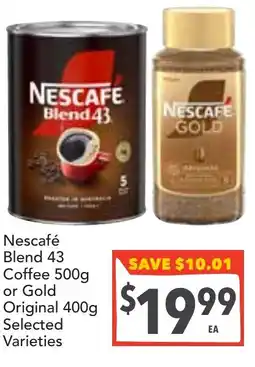 Supa Valu Nescafé Blend 43 Coffee or Gold Original offer