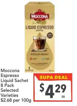 Supa Valu Moccona Espresso Liquid Sachet offer