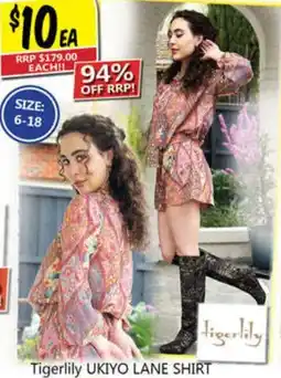 NQR Tigerlily ukiyo lane shirt offer