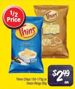 Farmer Jack's Thins Chips or Onion Rings offer