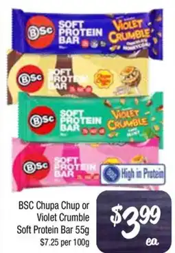 Farmer Jack's BSC Chupa Chup or Violet Crumble Soft Protein Bar offer