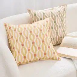 Pillow Talk Lucia Embroidered Geo Square Cushion by Habitat offer