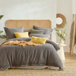 Pillow Talk Waffle Charcoal Quilt Cover Set by M.U.S.E offer