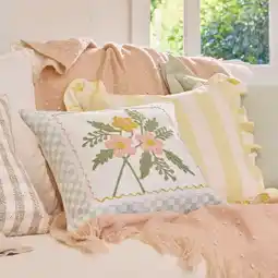 Pillow Talk Daphne Floral Embroidered Square Cushion by M.U.S.E offer