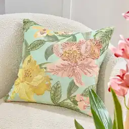 Pillow Talk Aloha Orchid Embroidered Square Cushion by M.U.S.E offer