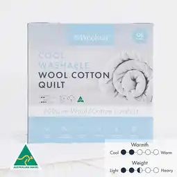 Pillow Talk Cool 200gsm Washable Australian Wool Cotton Quilt by Woolstar offer