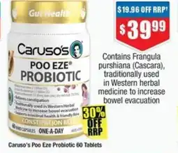 Chemist Warehouse Caruso's Poo Eze Probiotic 60 Tablets offer