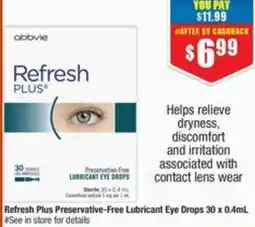 Chemist Warehouse Refresh Plus Preservative-Free Lubricant Eye Drops offer