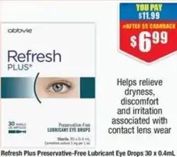 Chemist Warehouse Refresh Plus Preservative-Free Lubricant Eye Drops offer