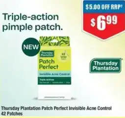 Chemist Warehouse Thursday Plantation Patch Perfect Invisible Acne Control offer