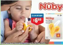 Chemist Warehouse Nuby Nana Nubs Massaging Toothbrush or Pacifier 2 Pack offer