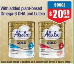 Chemist Warehouse Alula Gold Stage 3 Toddler or 4 Junior Milk Drink 1 Year offer
