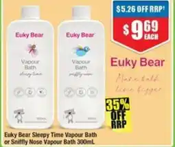 Chemist Warehouse Euky Bear Sleepy Time Vapour Bath or Sniffly Nose Vapour Bath offer