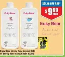 Chemist Warehouse Euky Bear Sleepy Time Vapour Bath or Sniffly Nose Vapour Bath offer
