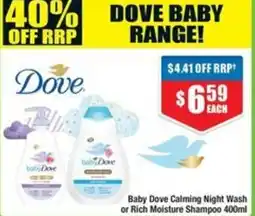 Chemist Warehouse Baby Dove Calming Night Wash or Rich Moisture Shampoo offer