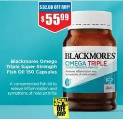 Chemist Warehouse Blackmores Omega Triple Super Strength Fish Oil 150 Capsules offer