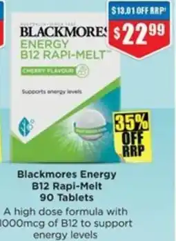 Chemist Warehouse Blackmores Energy B12 Rapi-Melt 90 Tablets offer