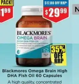 Chemist Warehouse Blackmores Omega Brain High DHA Fish Oil 60 Capsules offer